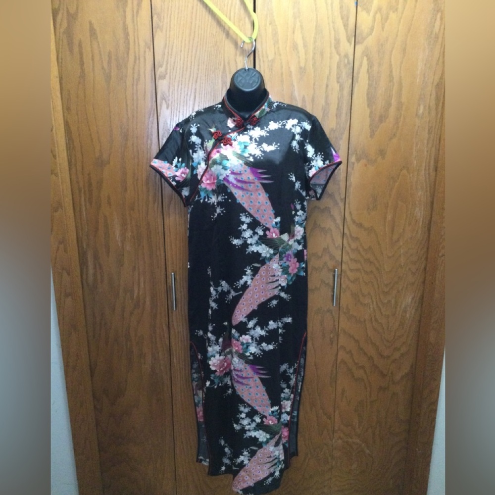 Laoguadi Floral Print Silk Cheongsam Dress Women’s M